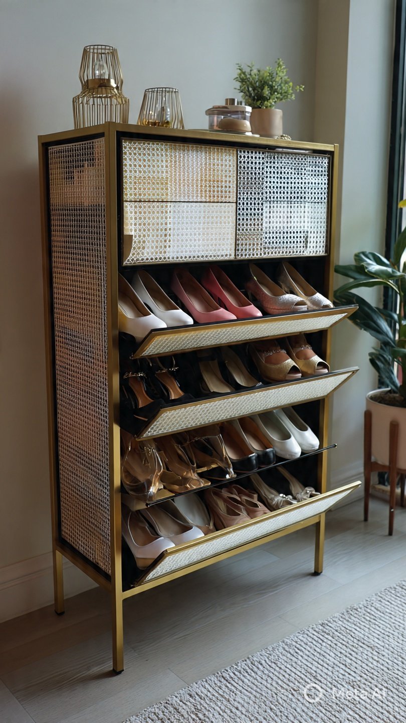 3-Tier Shoe Cabinet with Dustproof Cover