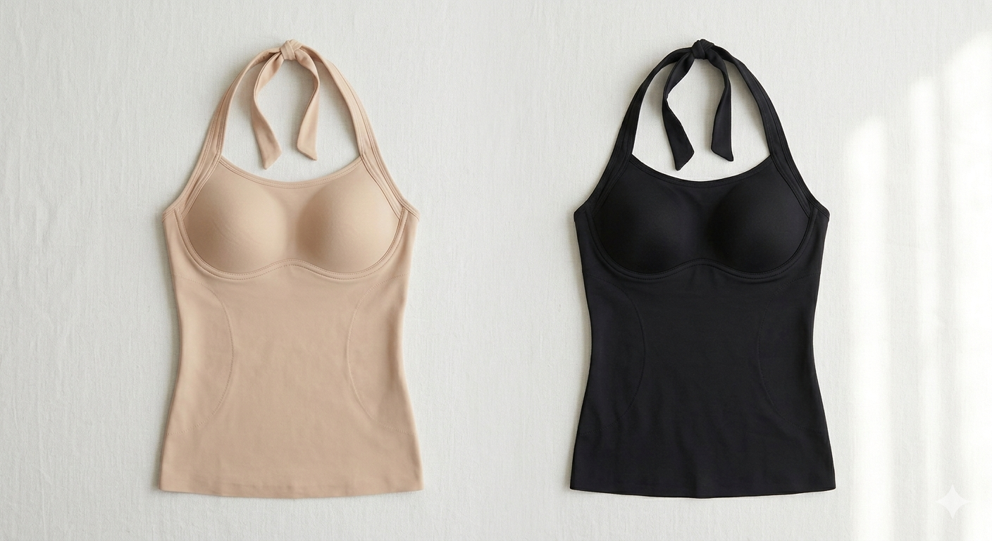 Shapewear Camisole with Built in Bra Compression Halter Tops for Women