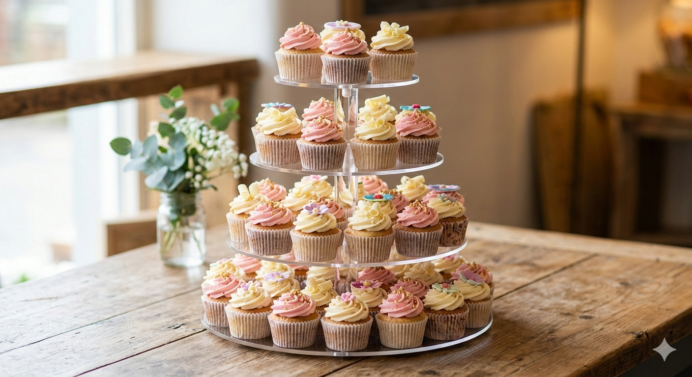 4 Tier Round Cupcake Tower Stand for 50 Cupcakes