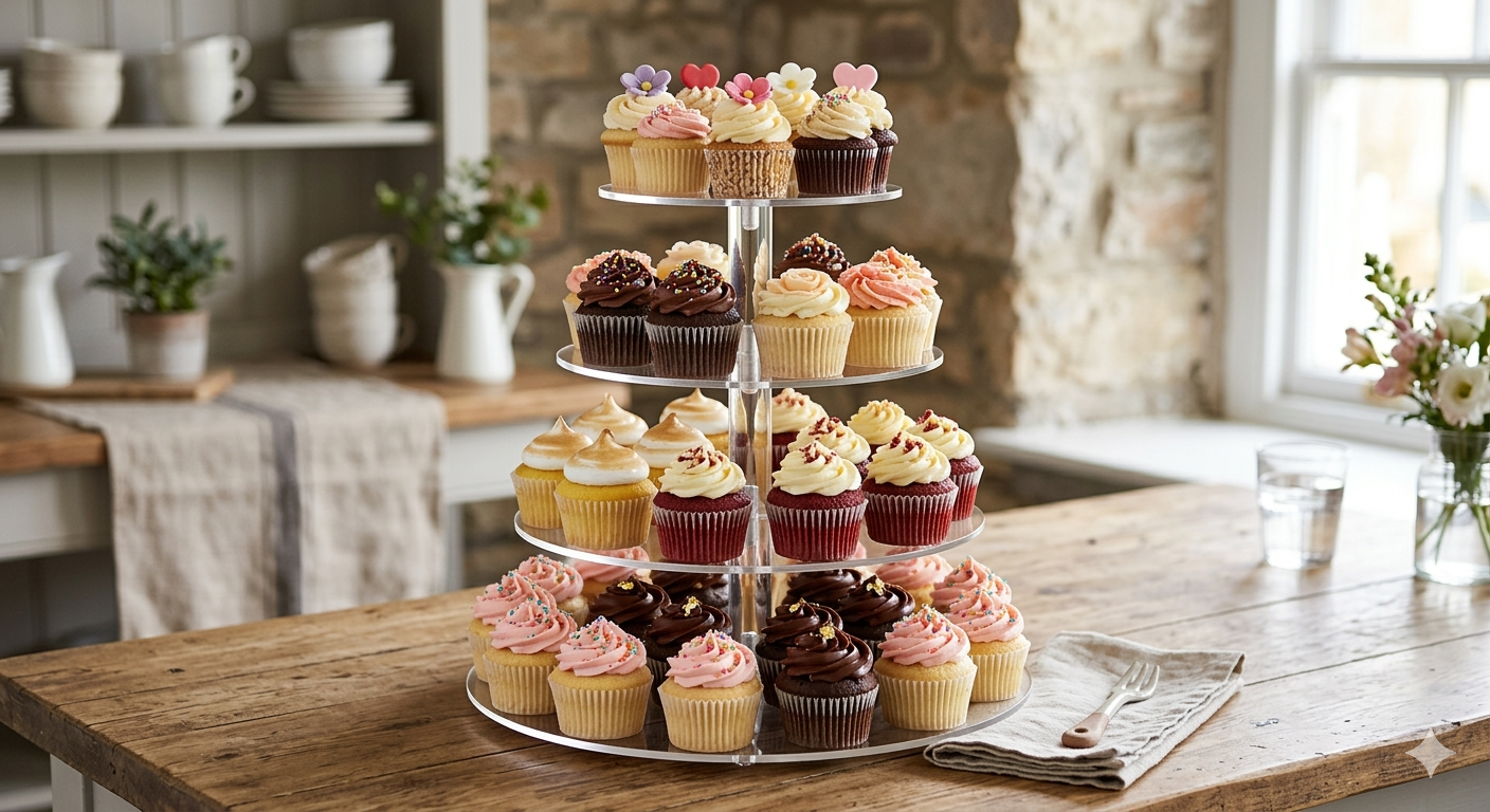 4 Tier Round Cupcake Tower Stand for 50 Cupcakes