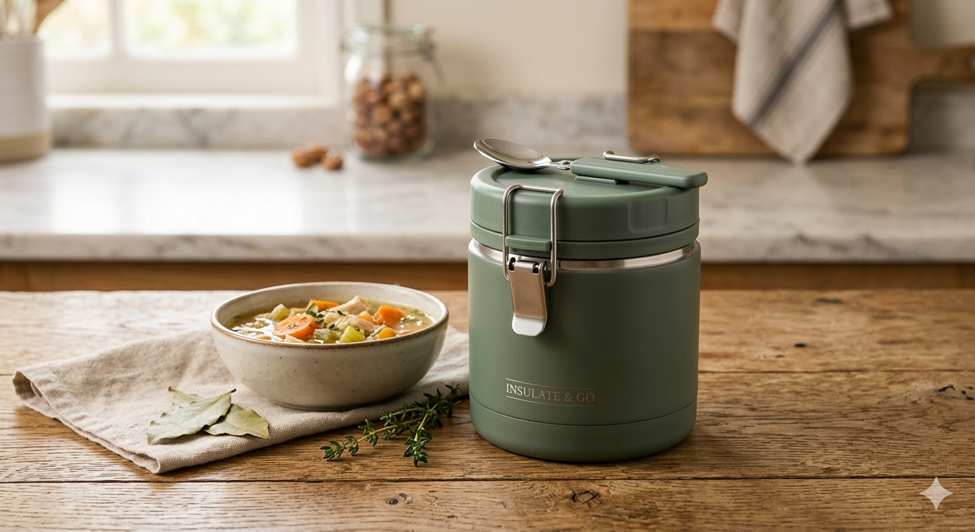 14oz Vacuum Insulated Food Jar with Spoon Buckle Lid