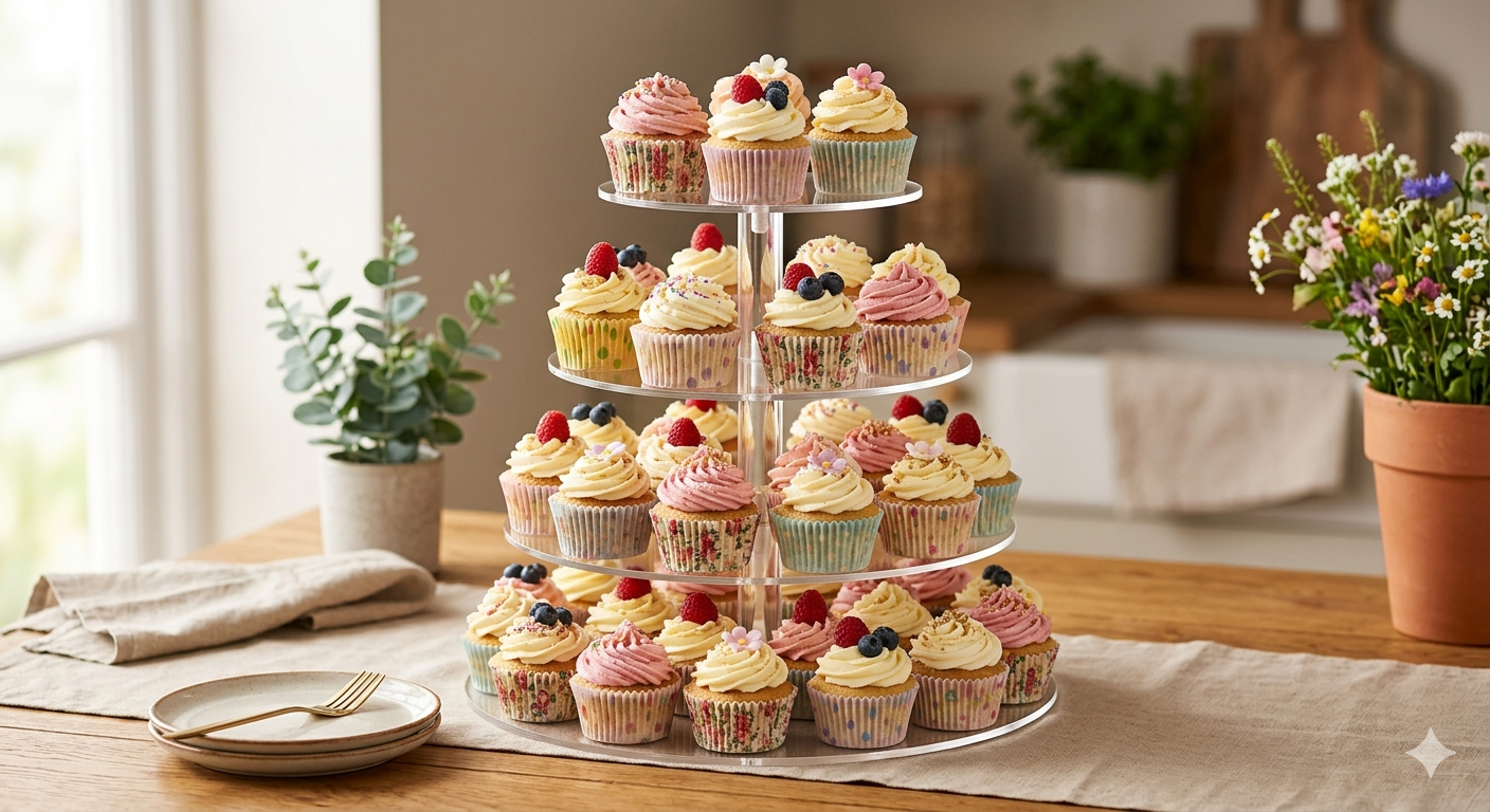 4 Tier Round Cupcake Tower Stand for 50 Cupcakes