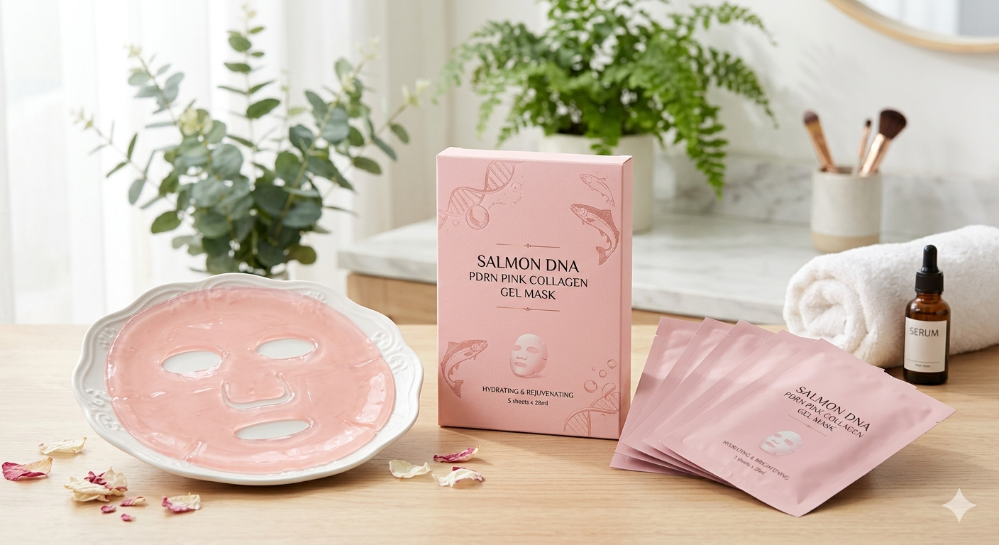 5 Pack Salmon DNA PDRN Pink Collagen Gel Face Mask