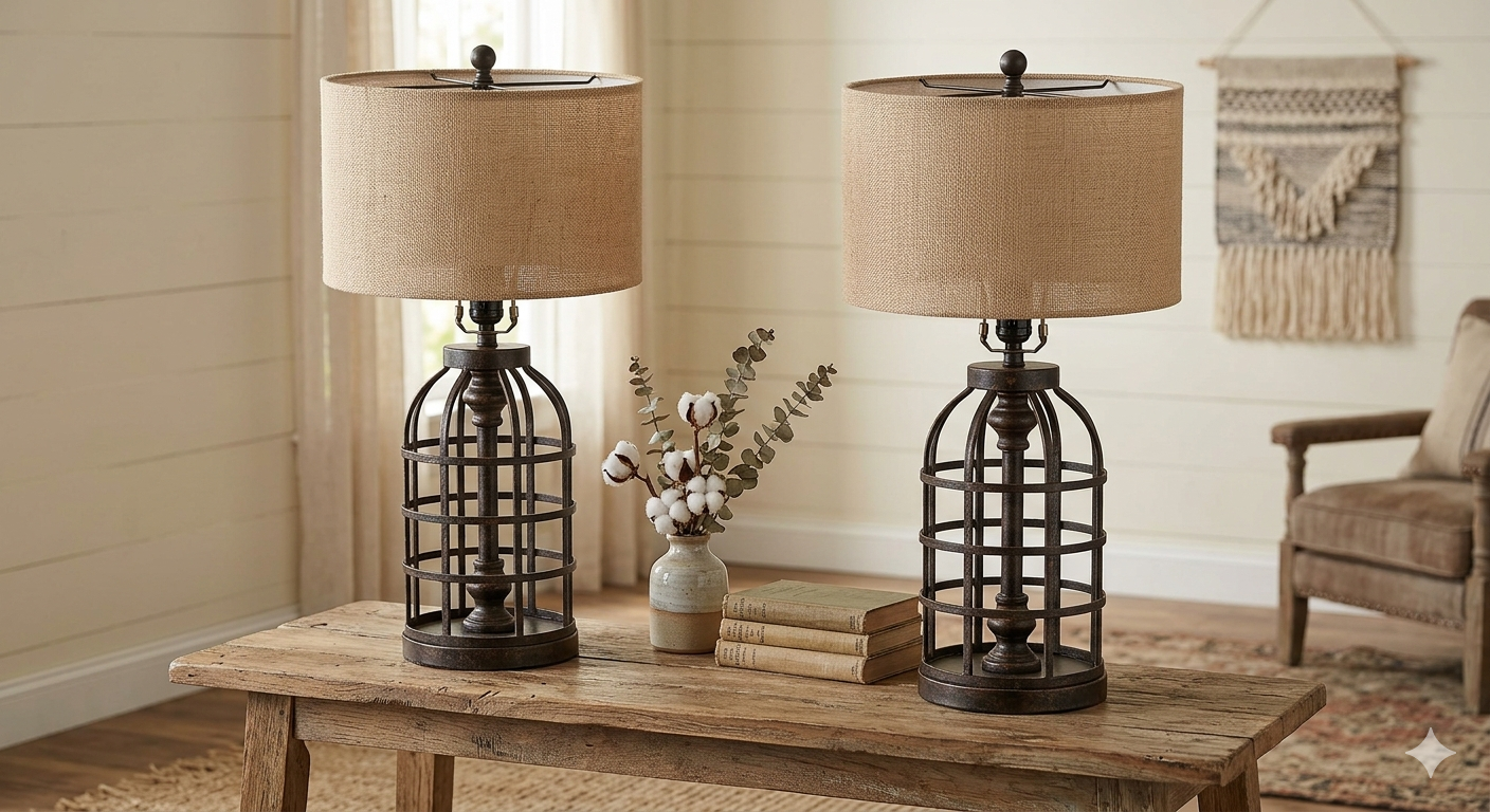23" Farmhouse Table Lamp Set of 2