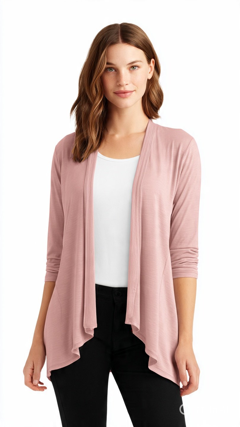 Women's Casual 3/4 Sleeve Cover Up Summer Lightweight Open Front Curved Hem Soft Cardigans