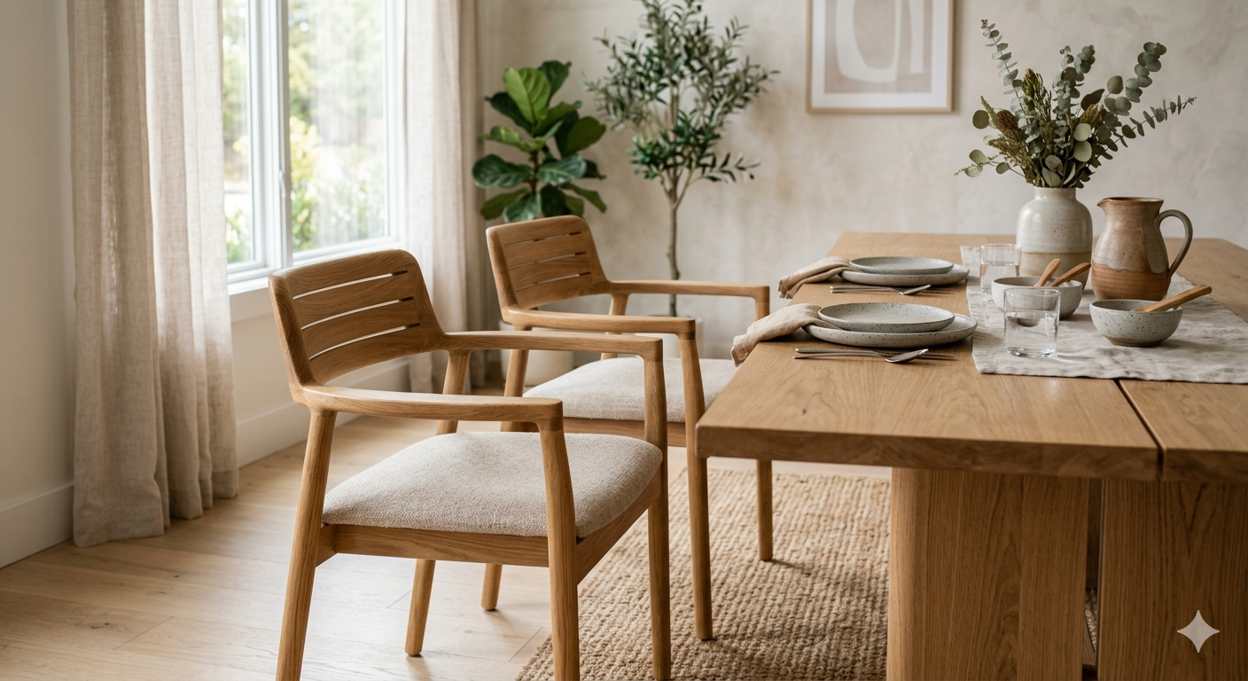 Modern Wood Dining Chairs with Arms