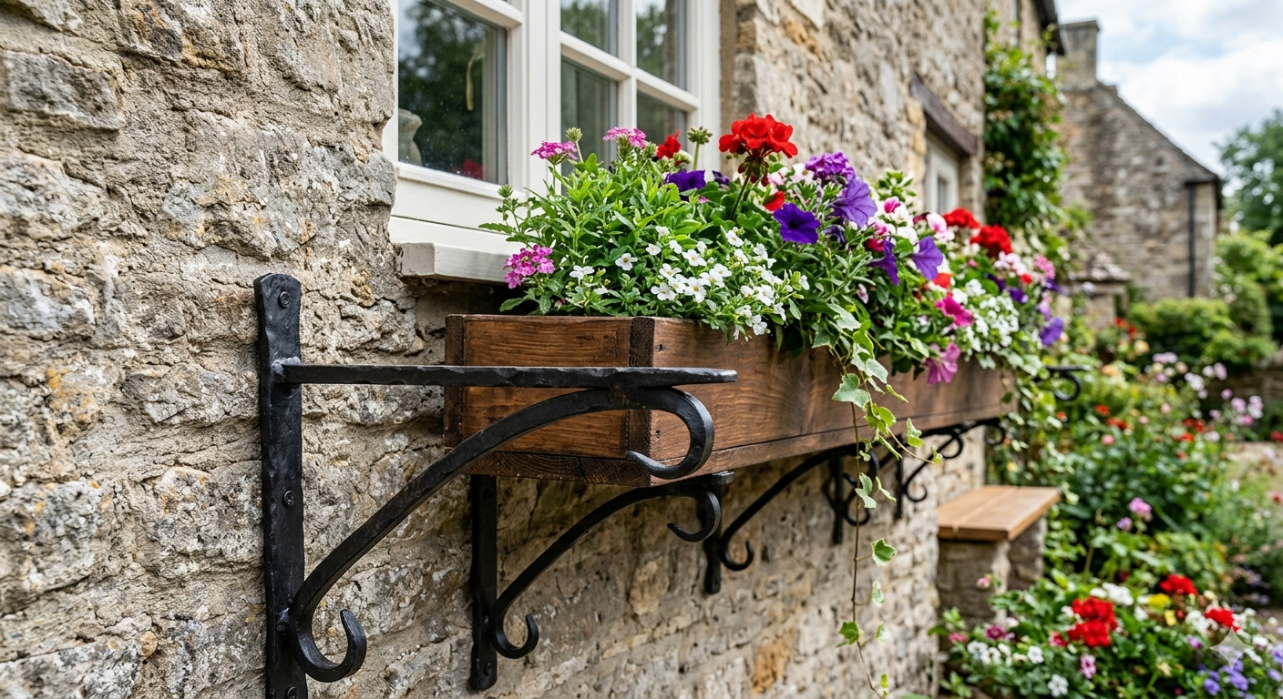 4 Pack Window Box Brackets Heavy Duty Iron Flower Box Holder