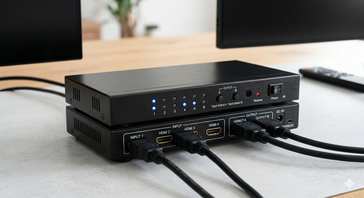 4x2 HDMI Matrix Switch & Splitter 4 In 2 Out