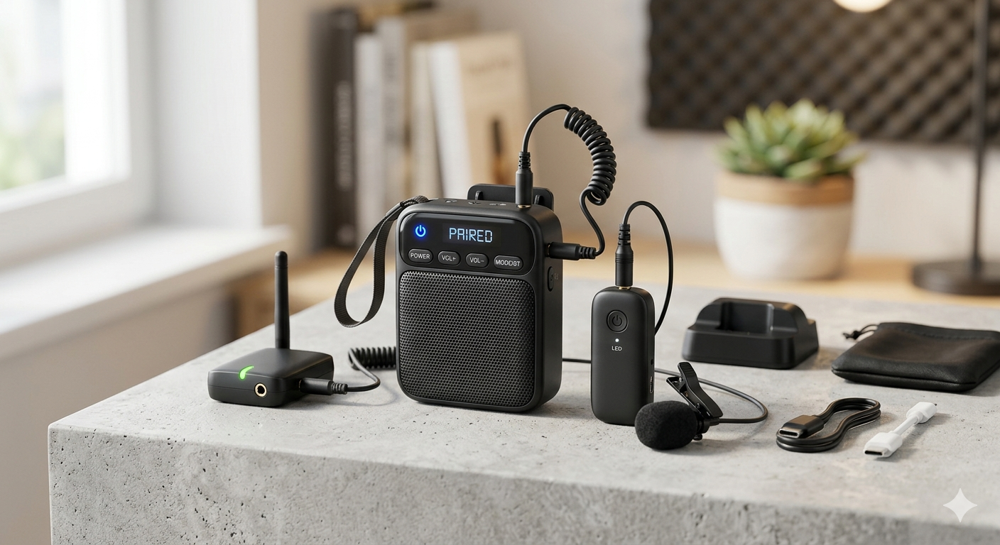 Voice Amplifier Wireless Microphone with Bluetooth Lavalier