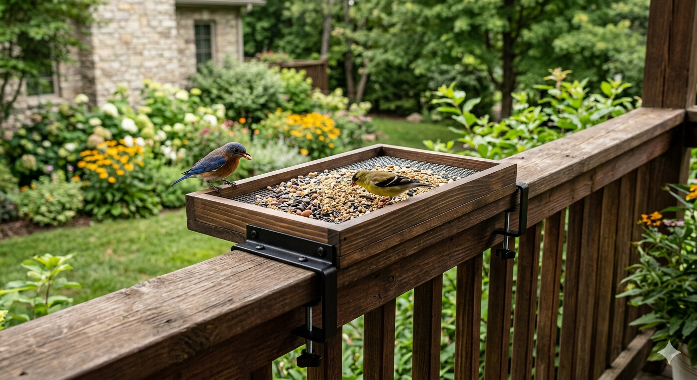 Bird Feeder Tray for Railing