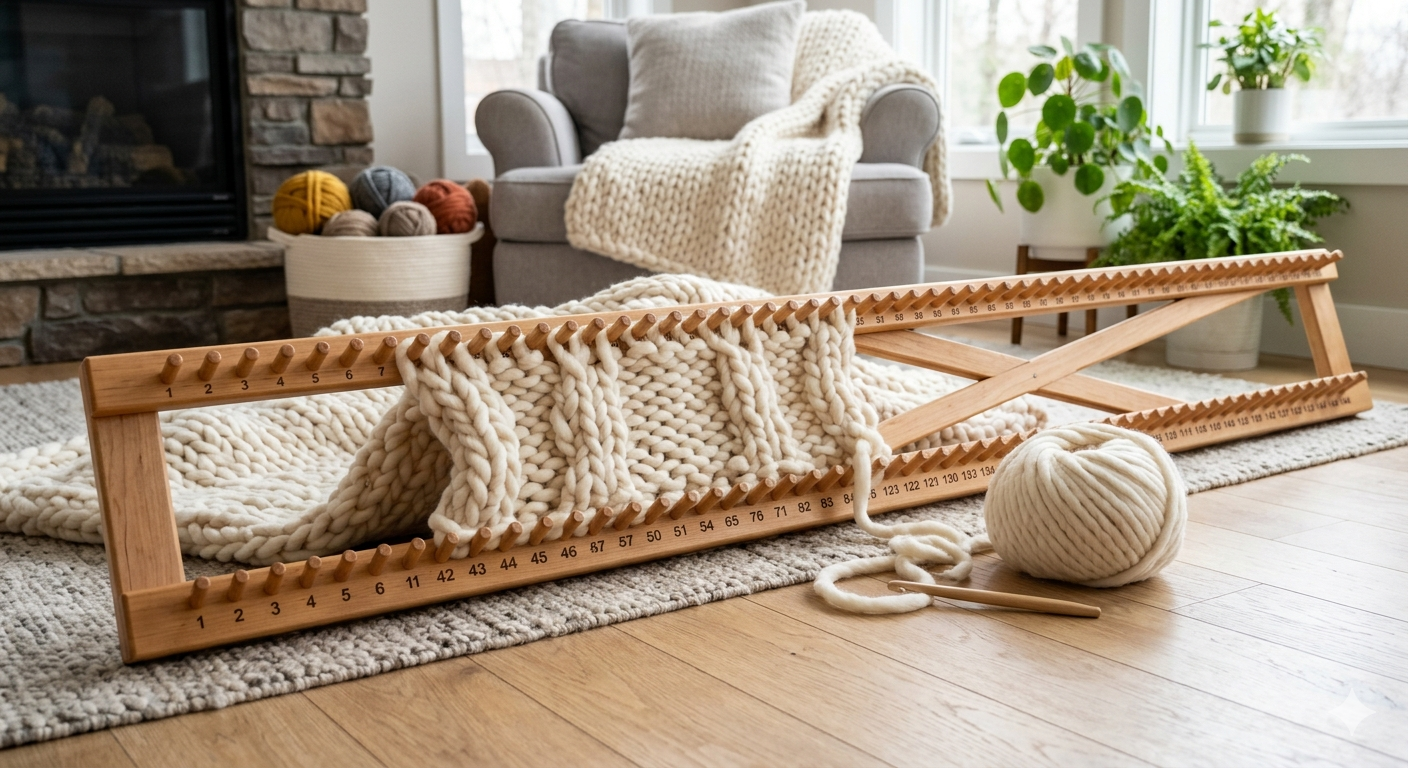 60 inch Chunky Blankets Loom Knitting Looms for Chunky Blanket with Numbered Pegs
