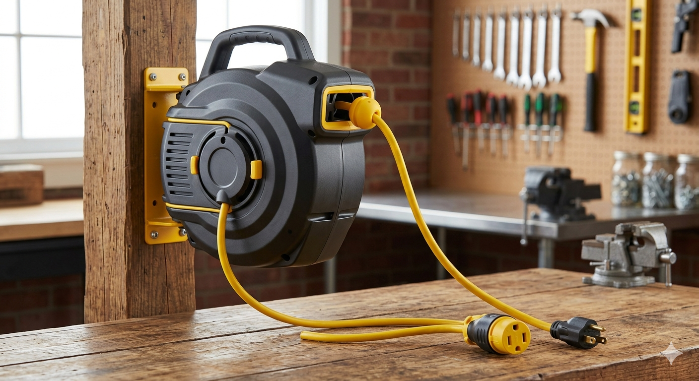 retractable extension cord reel