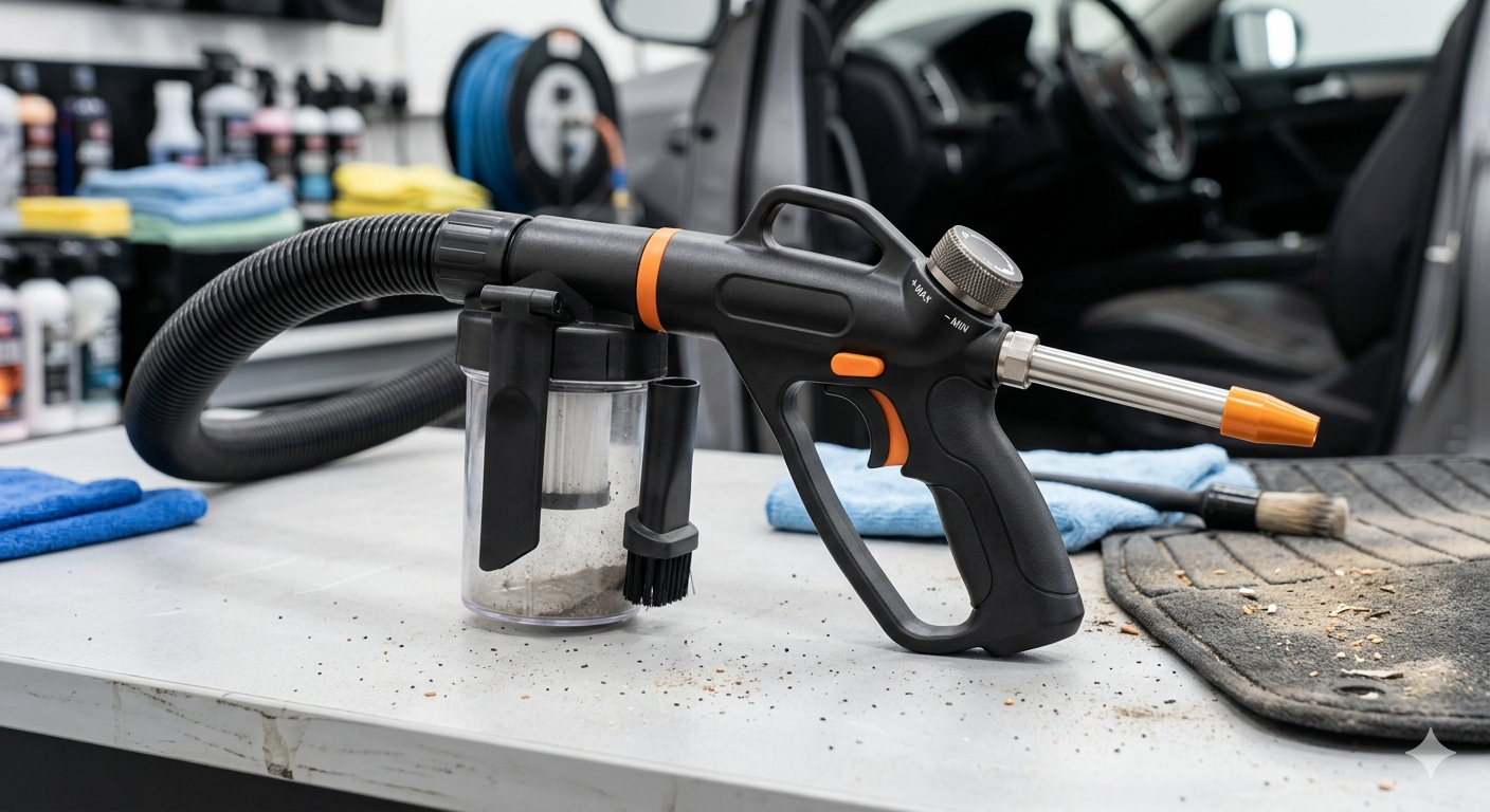2IN1 Car Interior Detailing Air Blow Gun & vacunm Gun with Adjustable Air Flow Nozzle