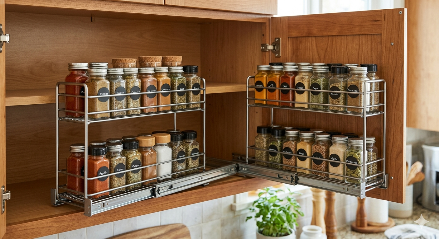 2 Packs Pull Out Spice Rack Organizer for Cabinet