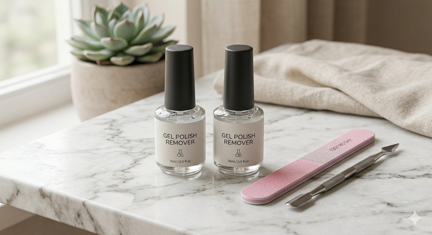 2 Pcs 15 ml Gel Nail Polish Remover With Nail File & Nails Polish Scraper