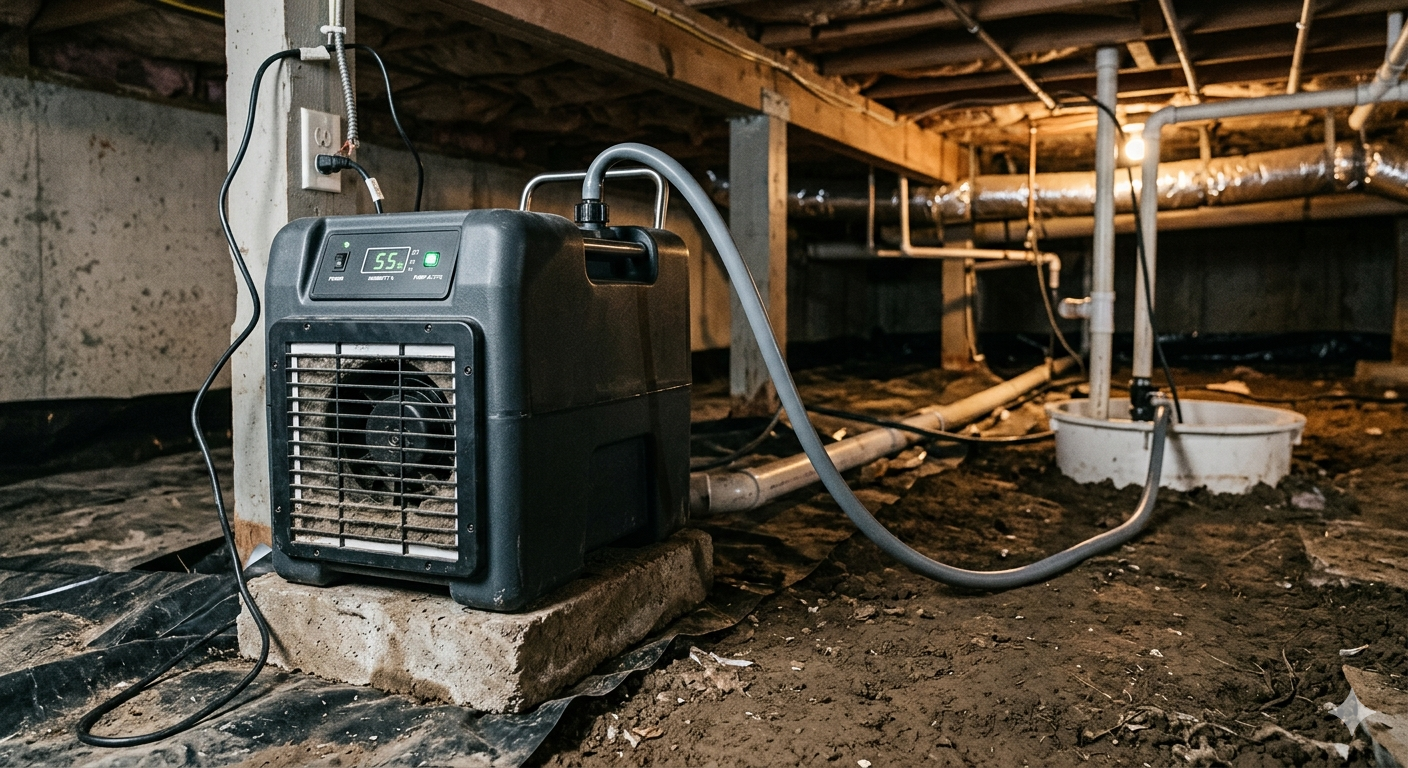 Crawl Space Dehumidifier with Pump