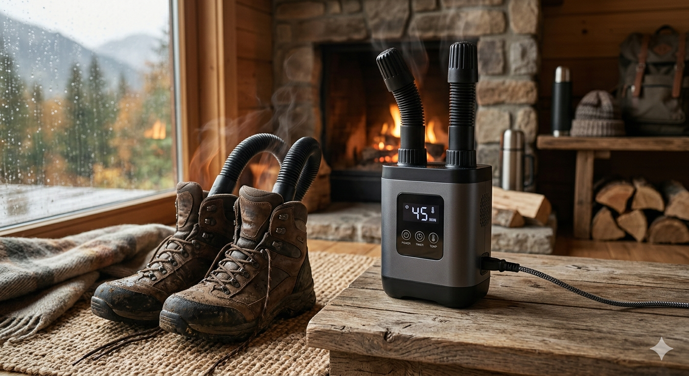 Shoe Dryer, Upgrade Portable Boot Dryer Machine with Intelligent Timer Temperature Control for Rainy Seasons Winter Travel
