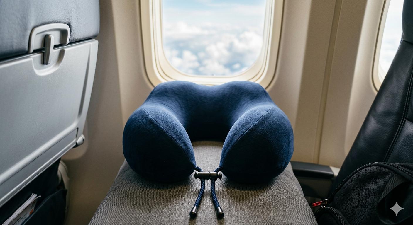 Travel Pillows - 100% Pure Memory Foam Neck Pillow for Airplanes