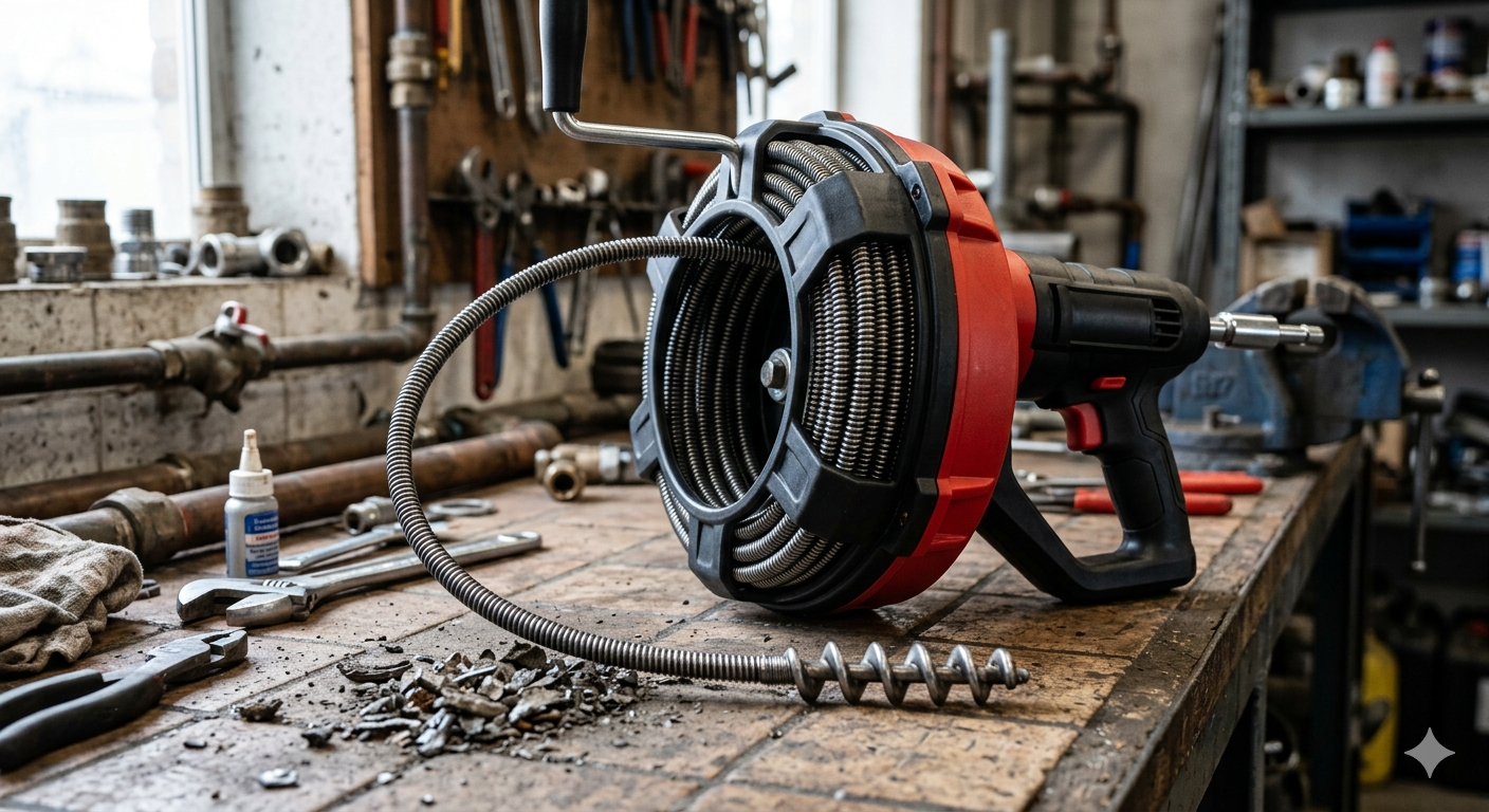 25ft Drain Auger Heavy Duty, Professional Plumbing Snake with Drill Adapter