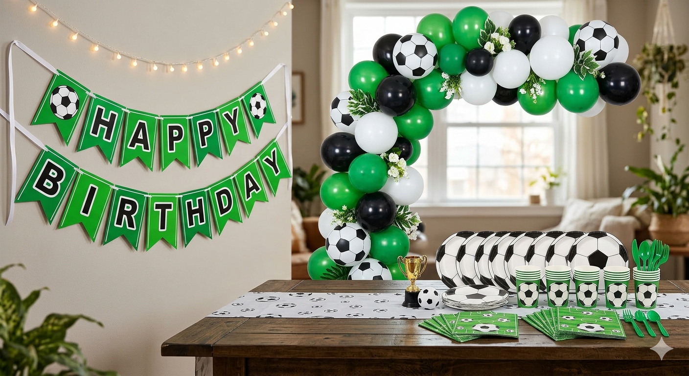 3PCS Soccer Party Decorations Set