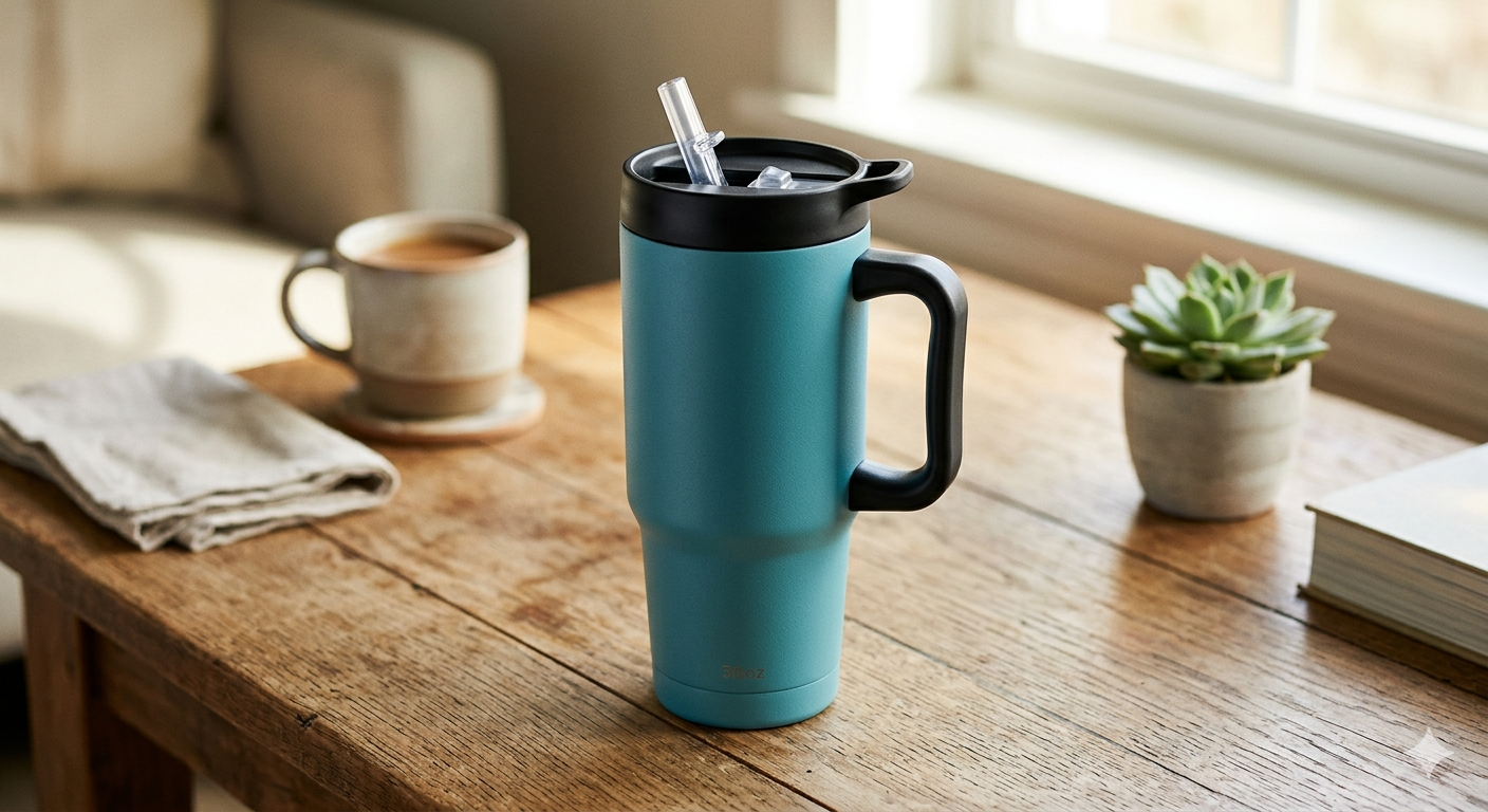 30oz Flip Straw Insulated Tumbler with Handle