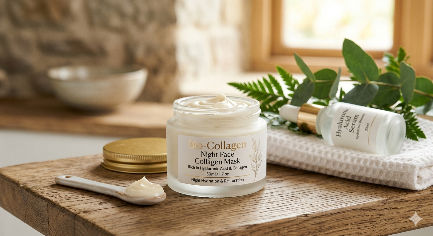 Bio-Collagen Night Face Collagen Mask Rich in Hyaluronic Acid and Collagen for Skincare