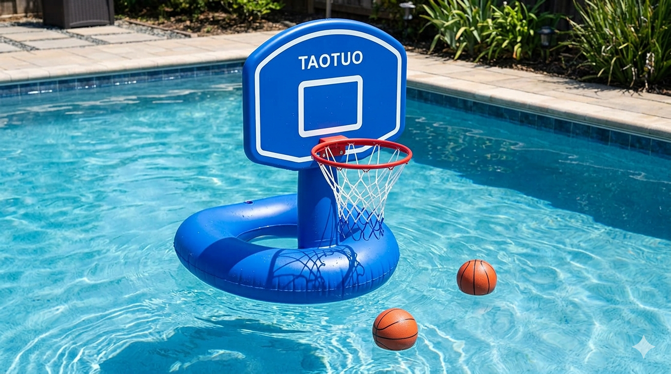 Taotuo Blue Floating Pool Basketball Hoop with Backboard