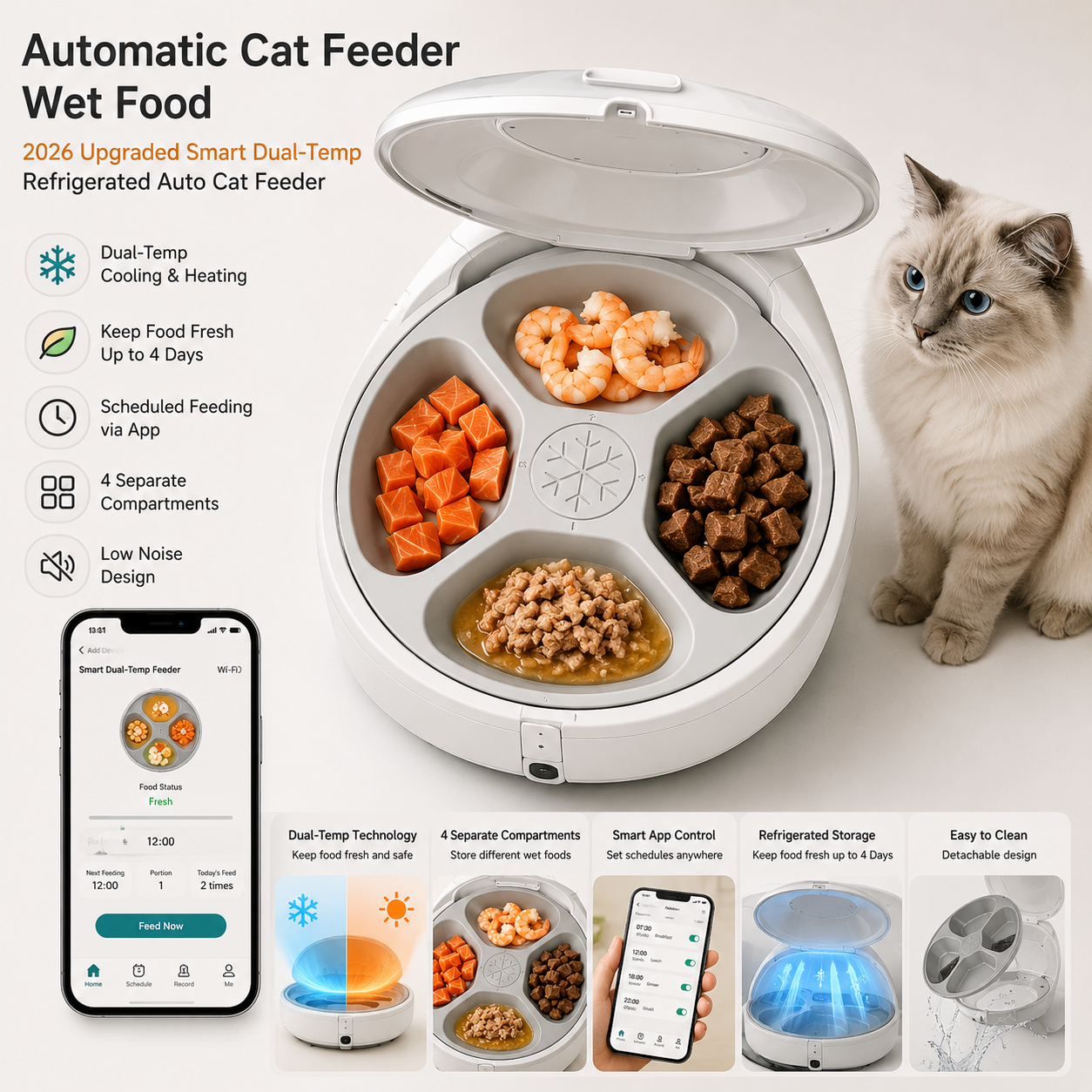 Automatic cat feeder wet food