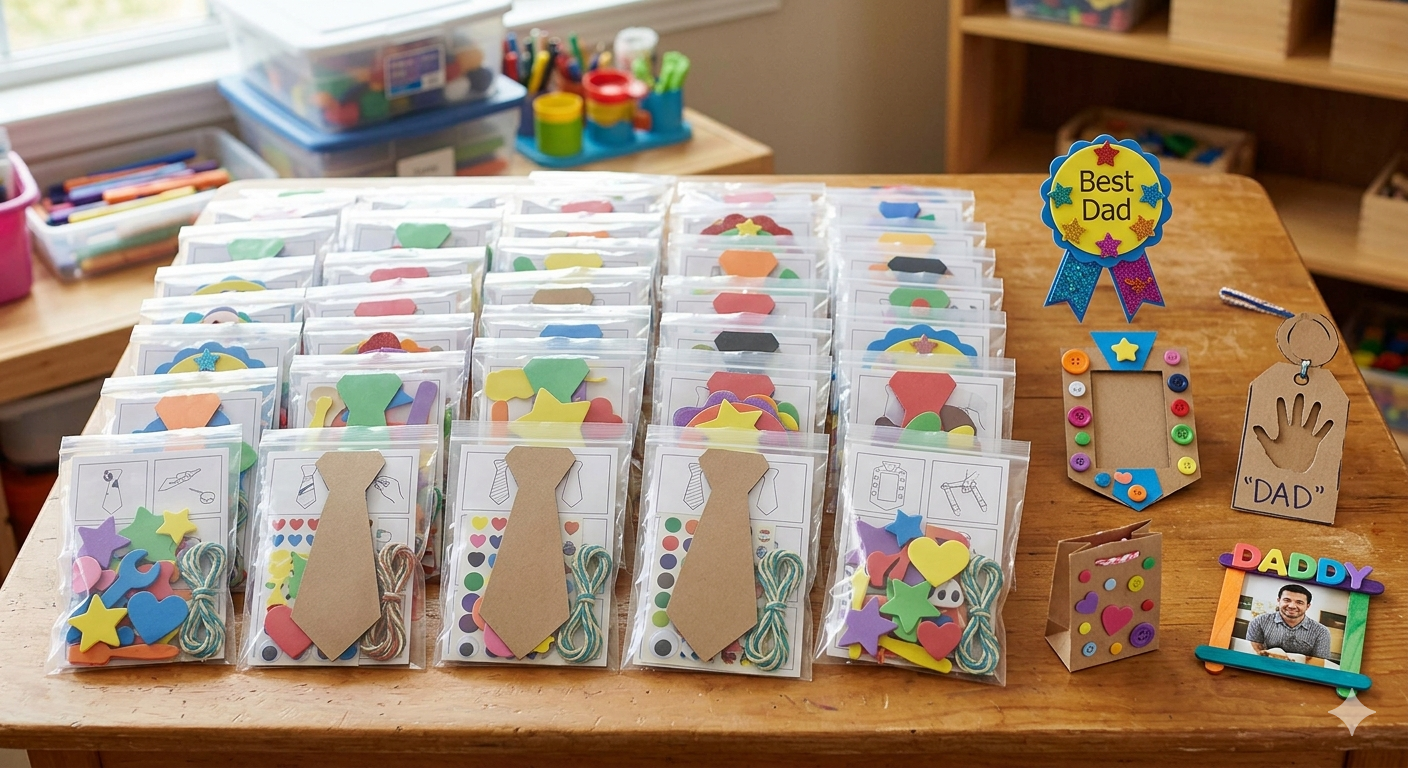 30Pcs Fathers Day Crafts for Kids Classroom with 5pcs Father's Day