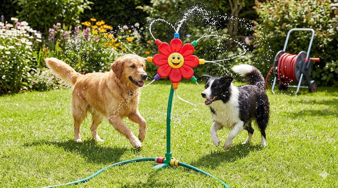 Crazy Daisy Sprinkler Crazy Dancing Flower Water Sprinklers Funny Sun Flower Dancing Daisy Lawn Sprinkler for Yard Watering Dogs Playing Red Garden Sprinklers