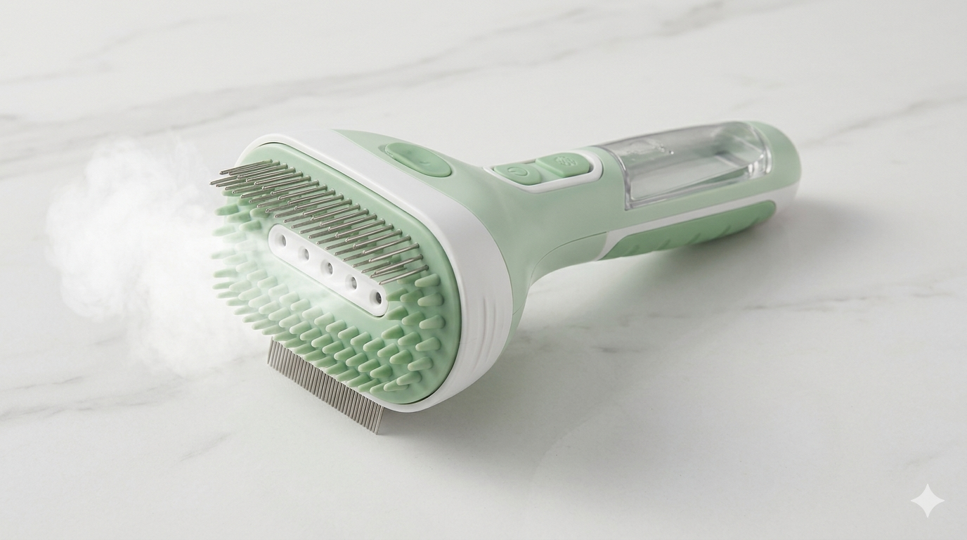 3 in 1 Cat Steam Brush for Shedding
