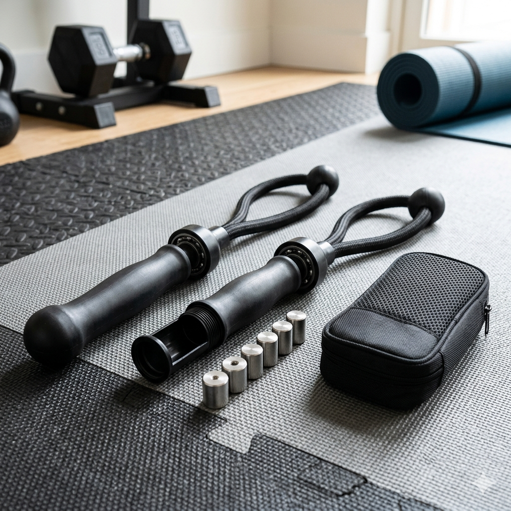 Weighted Ropeless Battle Ropes Adjustable Weight - Portable Cordless Battle Ropes for Home Gym