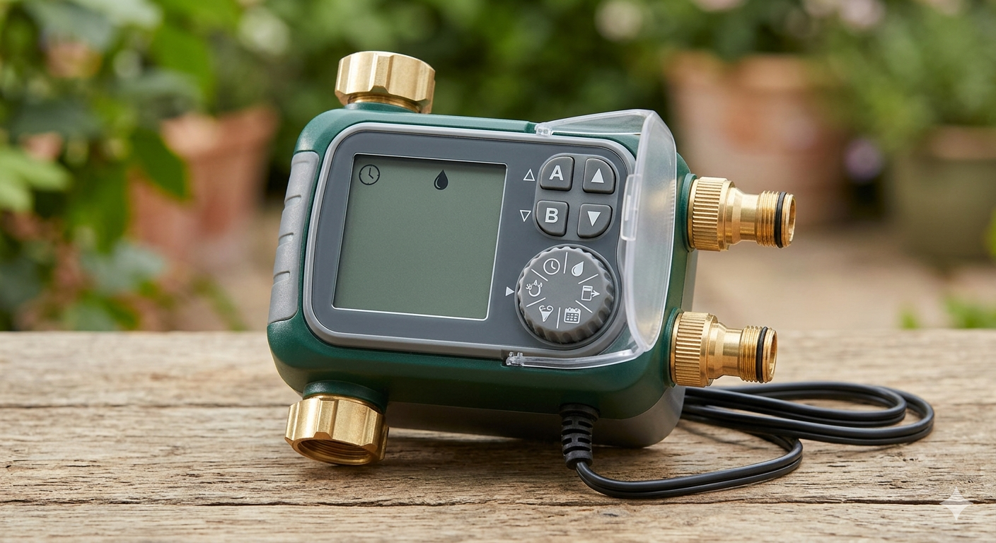 2 Zone Sprinkler Timer with Brass Inlets & Outlets