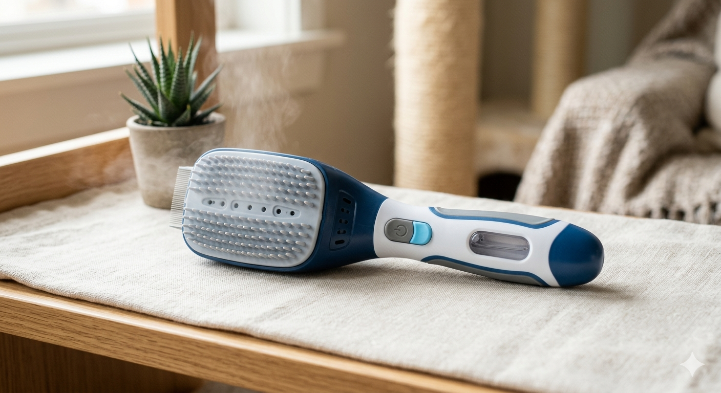 3 in 1 Cat Steam Brush for Shedding