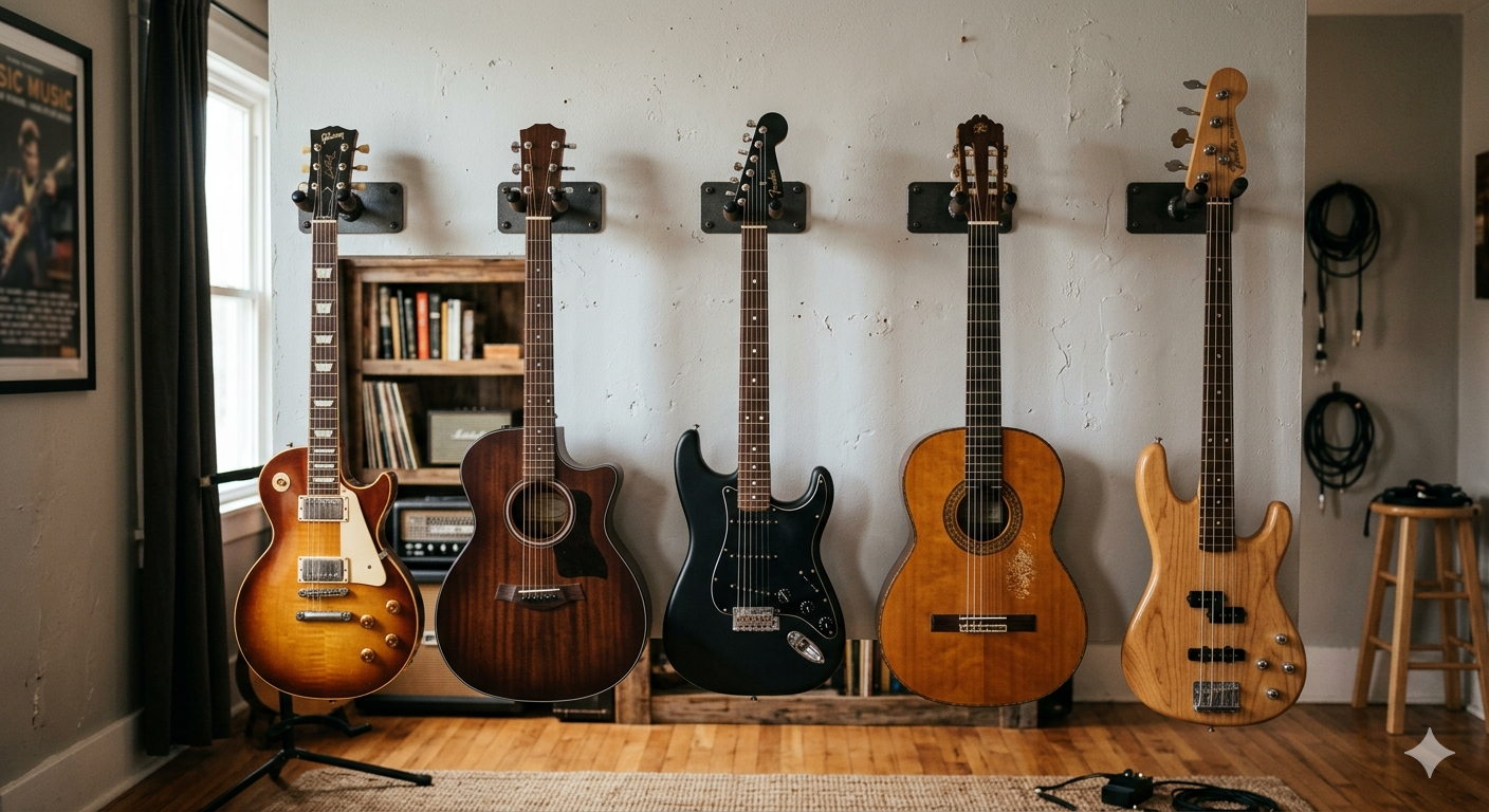 Guitar Wall Mount Hagers for Multiple Guitars