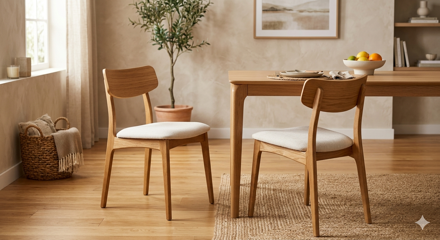 Modern Wooden Dining Chairs Set of 2