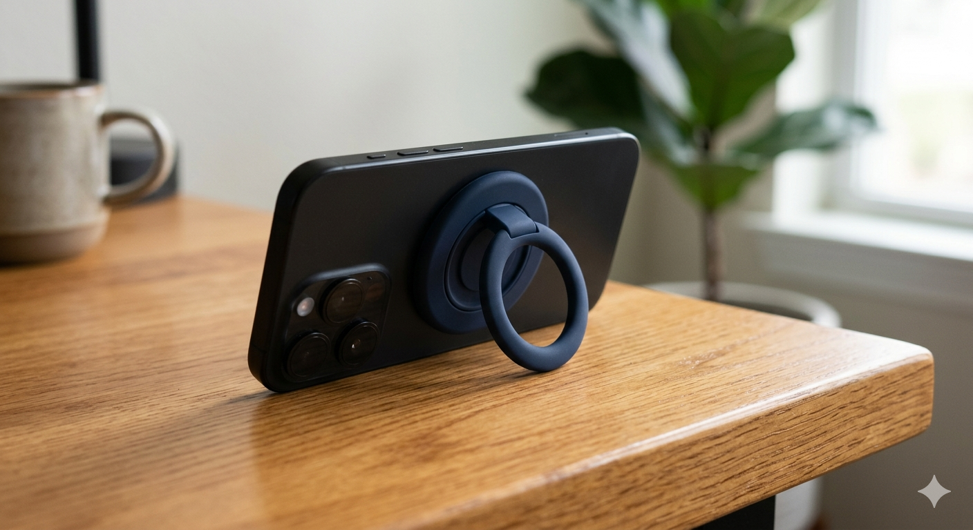 Magnetic Silicone Ring Grip Phone Holder for MagSafe, 360° Rotating Finger Loop