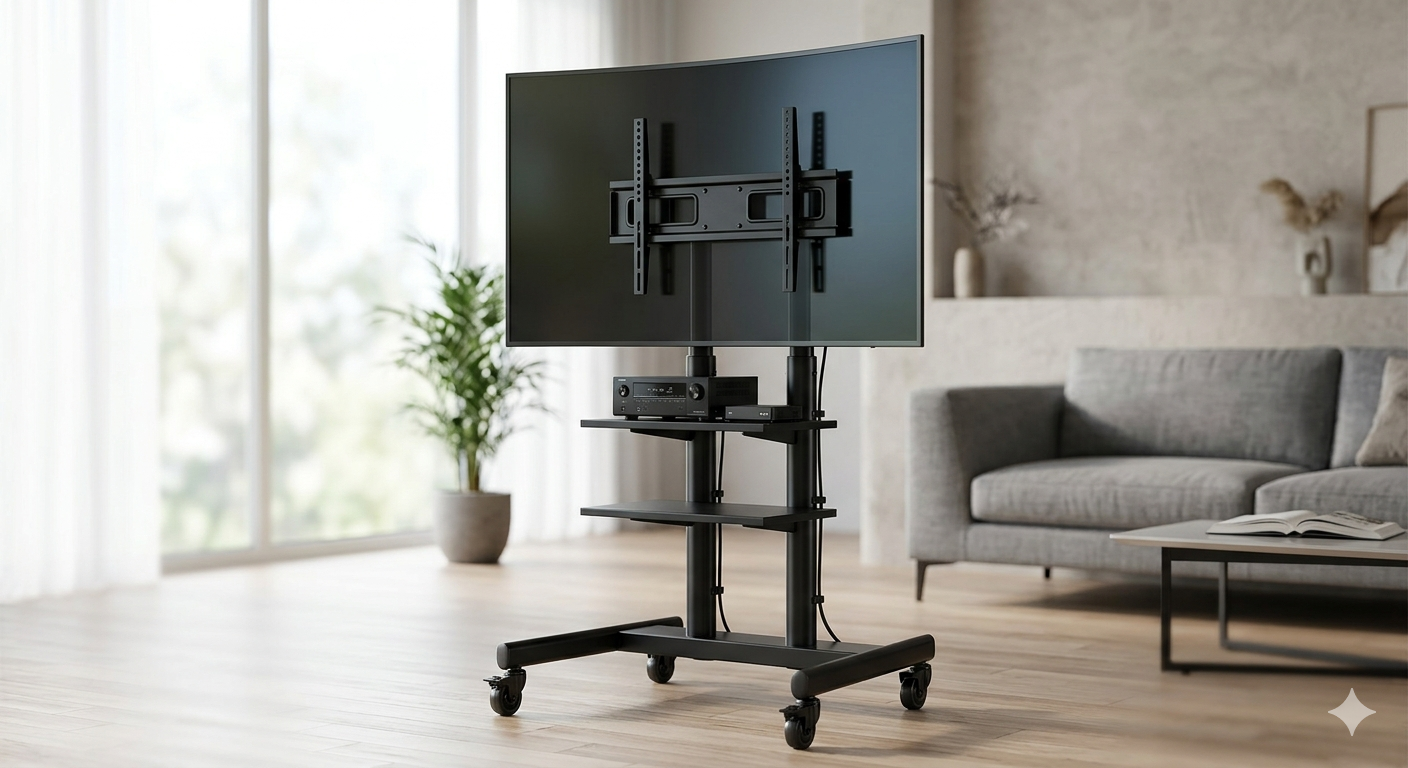 Mobile TV Cart for 23-60 Inch LCD LED OLED Flat Curved Screen TVs