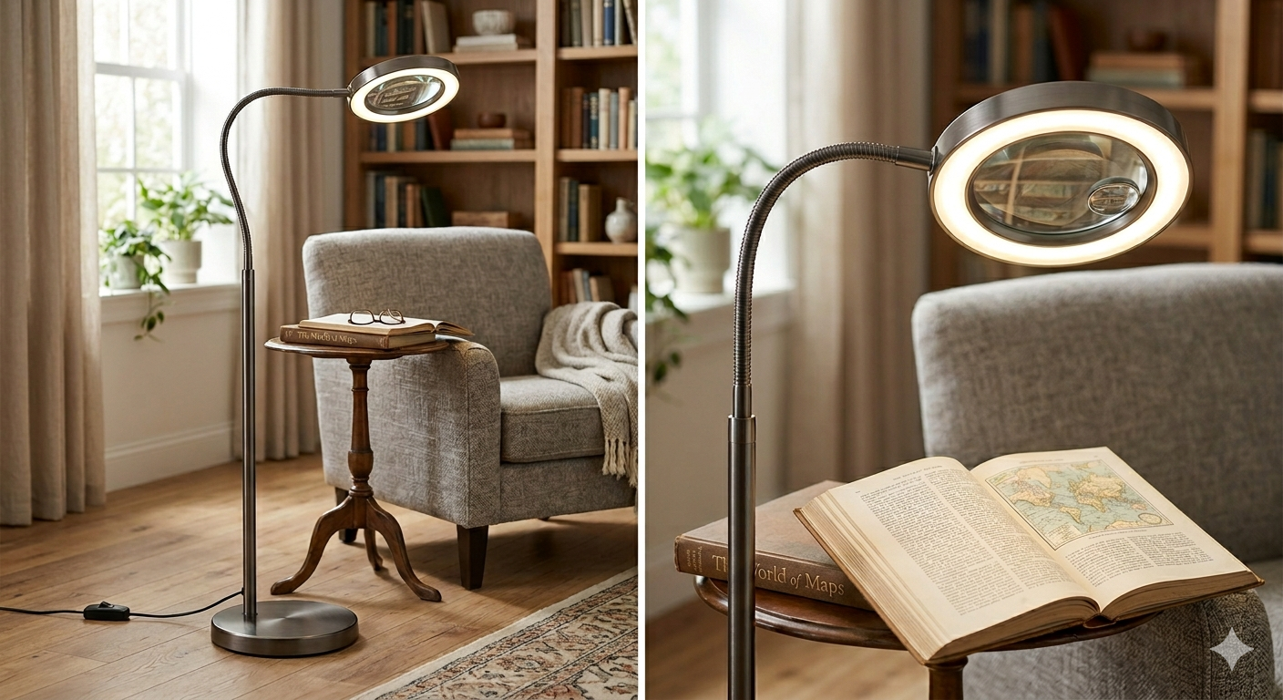 10X 30X Large Floor Magnifying Glass with Light and Stand