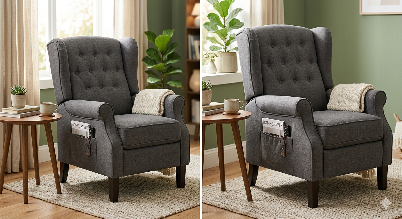 Wingback Pushback Recliner Chair with Storage Pocket