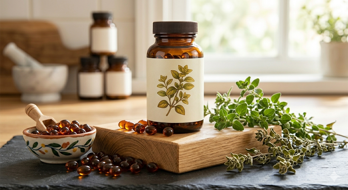 Oregano oil softgels