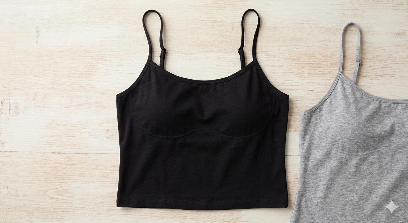 Women's Cotton Cami Tops Spaghetti Strap Tank Top with Built in Shelf Bra Unpadded Camisole Going Out Shirts