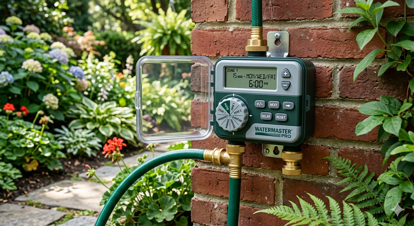 2 Zone Sprinkler Timer with Brass Inlets & Outlets