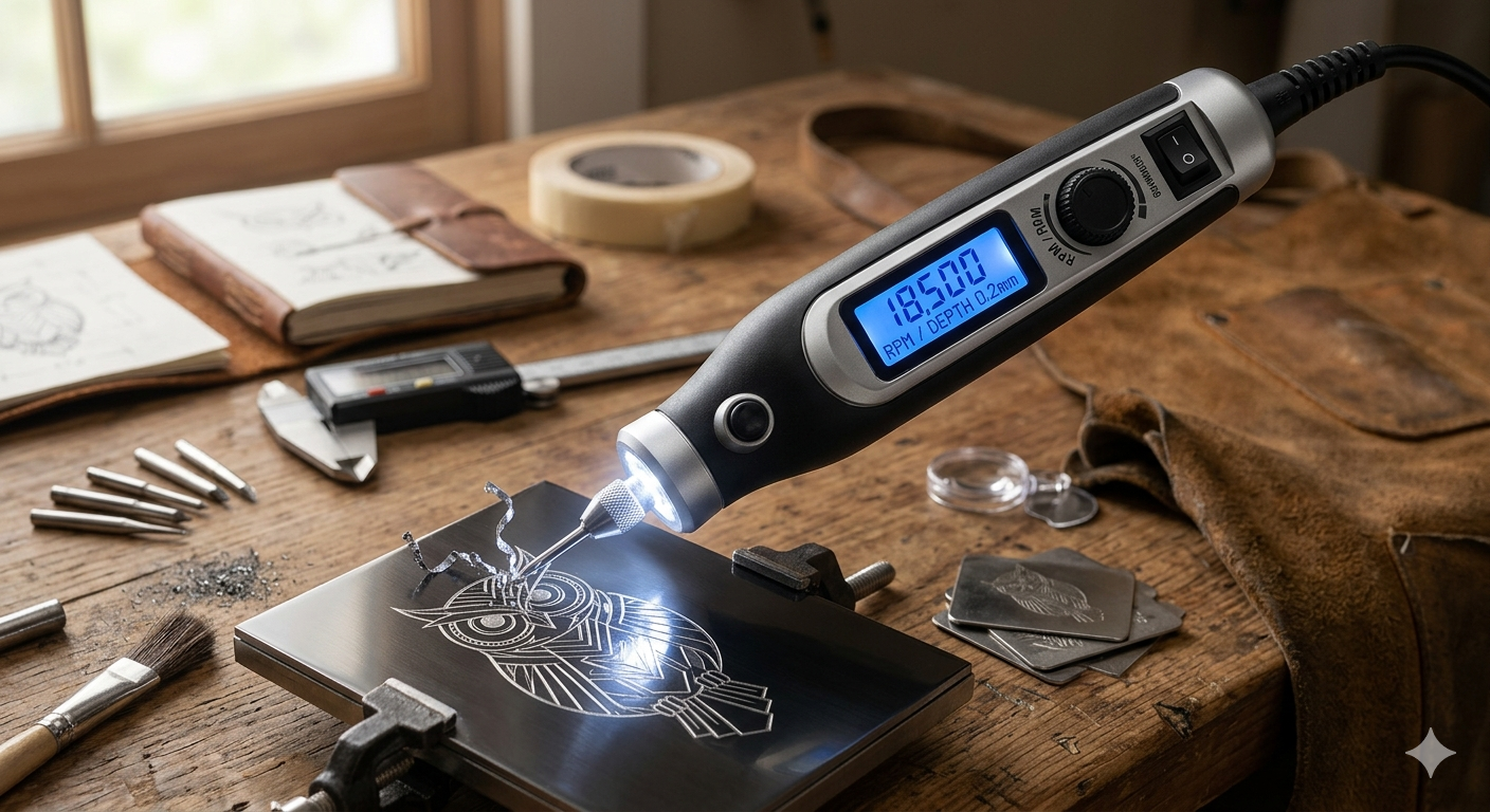 Engraving Pen with LCD Display & LED Light,
