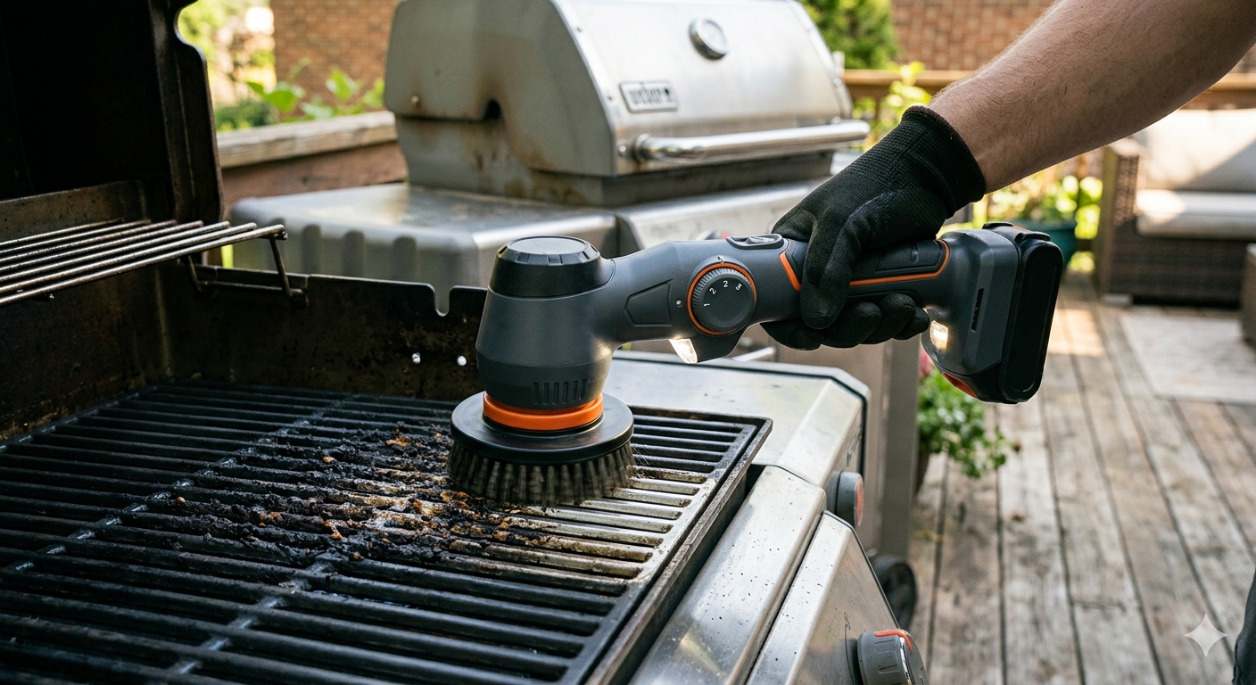 Electric Grill Brush, 3-Speed Cordless Rechargeable High Torque Grill Cleaner with LED Light