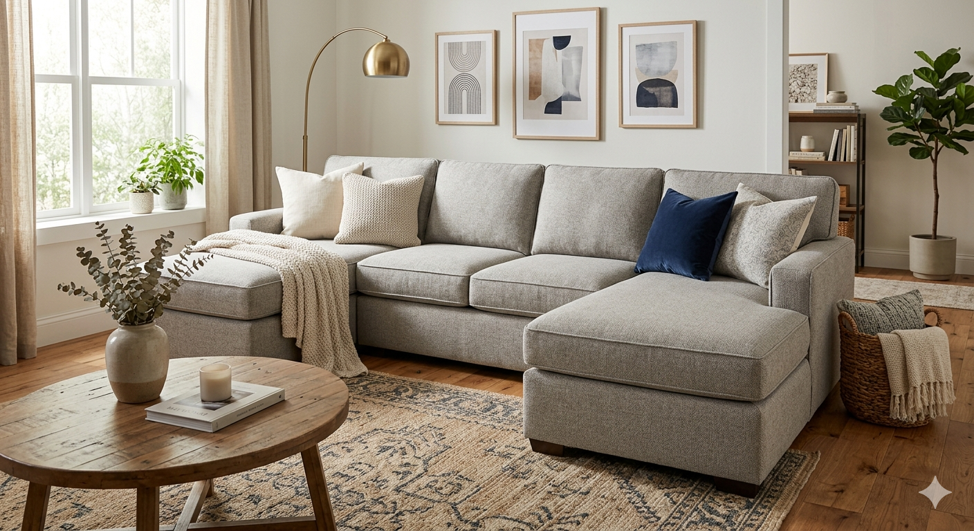 112'' L Shaped Sectional Couch for Living Room