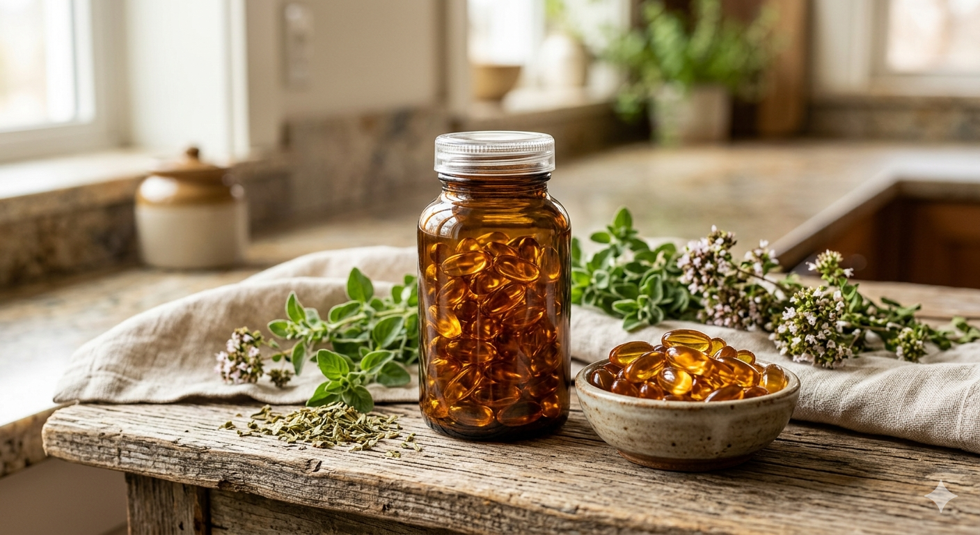 Oregano oil softgels