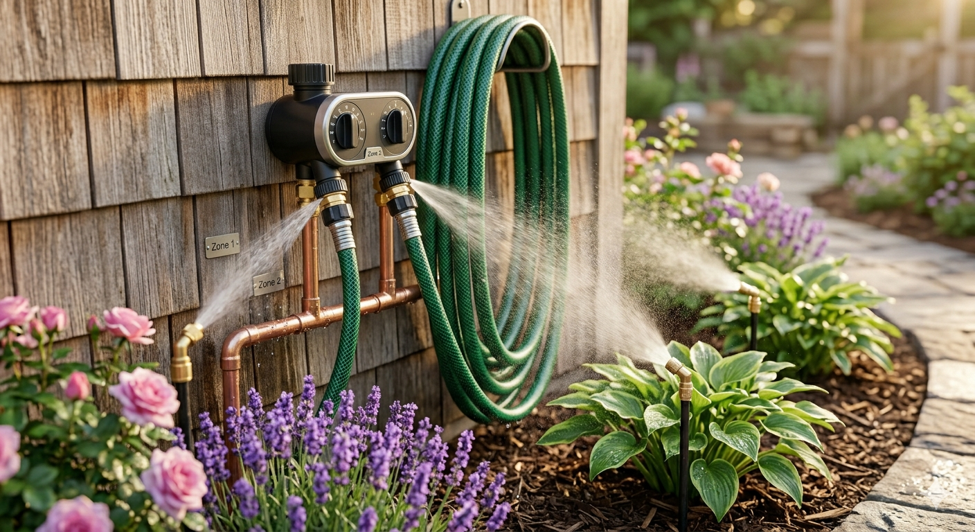 2 Zone Sprinkler Timer with Brass Inlets
