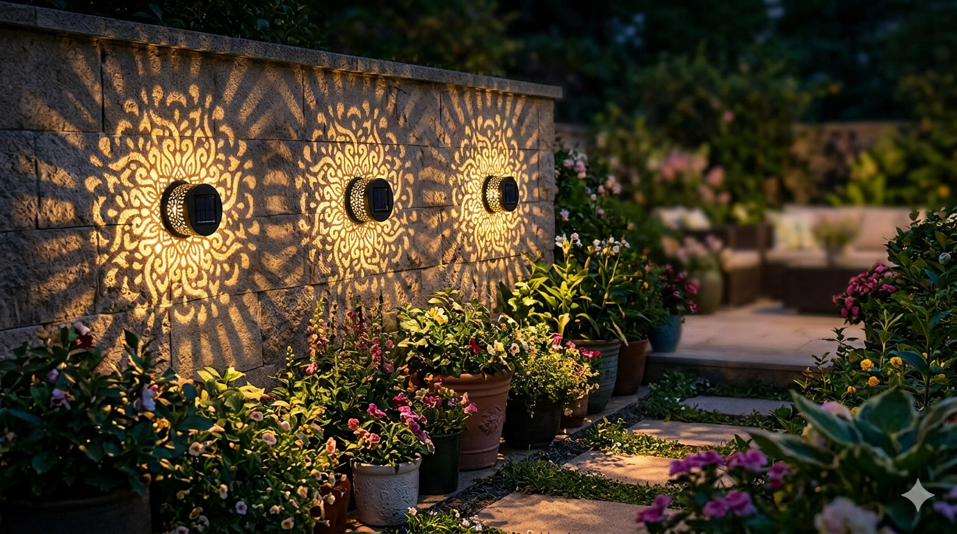 Solar Mandala Lights Outdoor Wall Projector