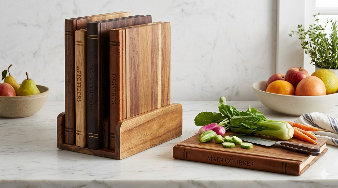 Book Cutting Board Set of 3 with Stand